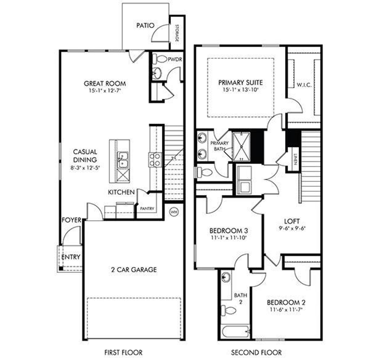2D floor plan layout of this home in Artisan Walk, Fairburn, GA (Image 2).