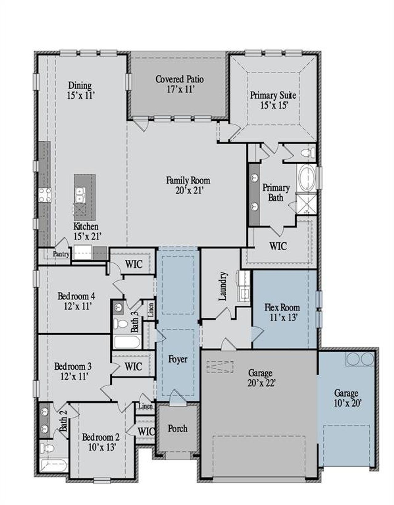 2D floor plan layout of this home in Lake Breeze, Lavon, TX (Image 2). 2D floor plan layout of this home in Lake Breeze, Lavon, TX (Image 2).