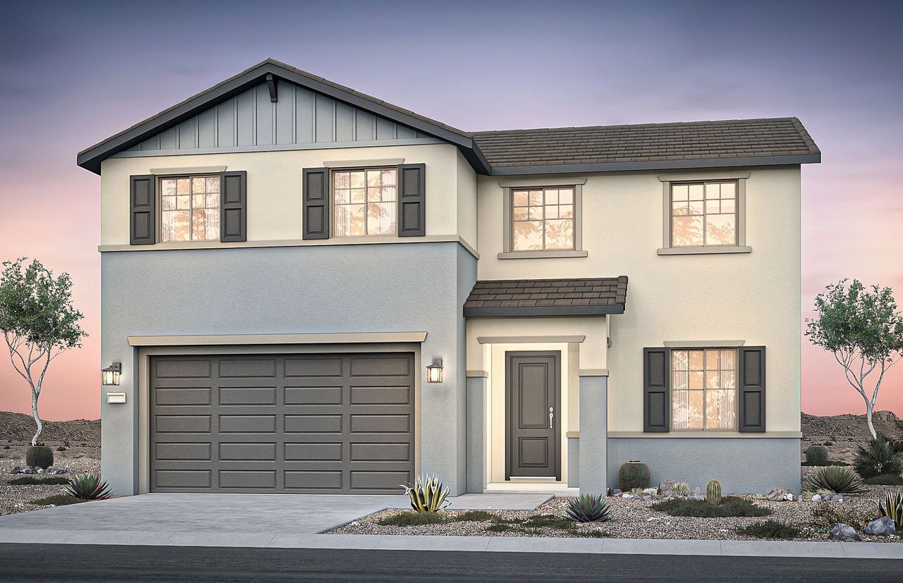 Front exterior of a new home in Alamar, Avondale, AZ, highlighting curb appeal (Image 2). Front exterior of a new home in Alamar, Avondale, AZ, highlighting curb appeal (Image 2).