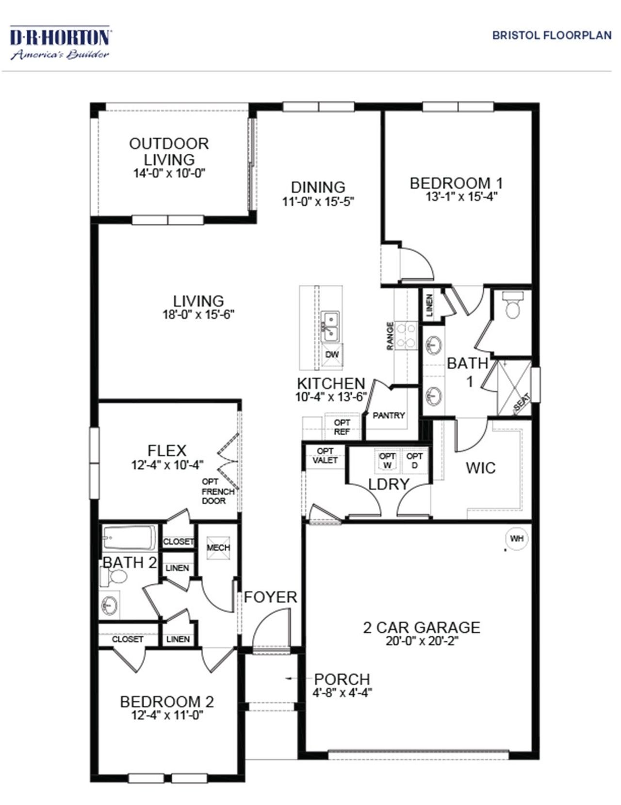 2D floor plan layout of this home in Cypress Bay West, Palm Bay, FL (Image 2).