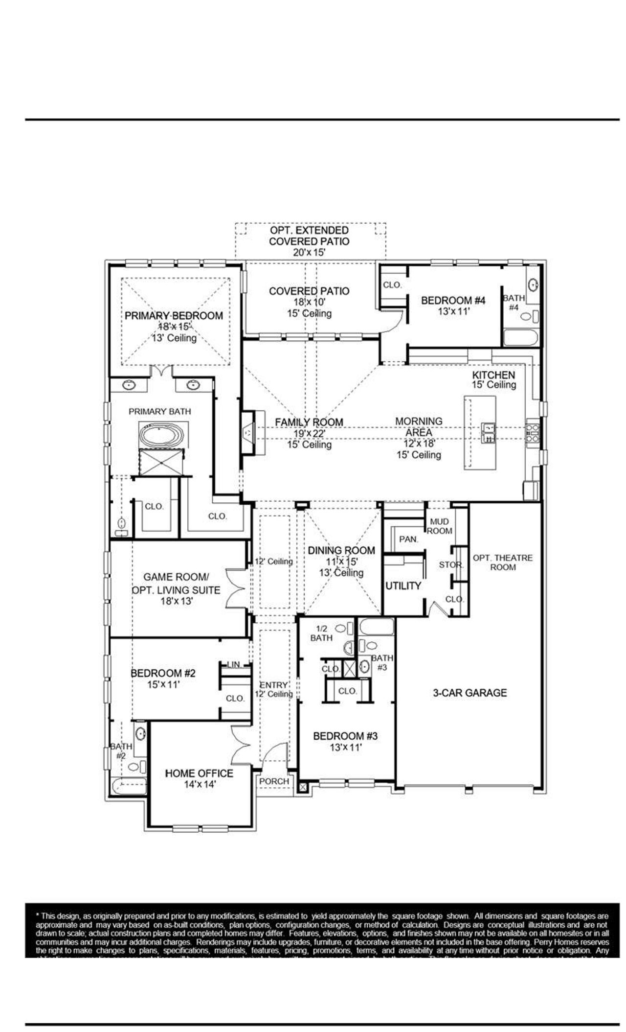 2D floor plan layout of this home in Parkside on the River West, Georgetown, TX (Image 2).