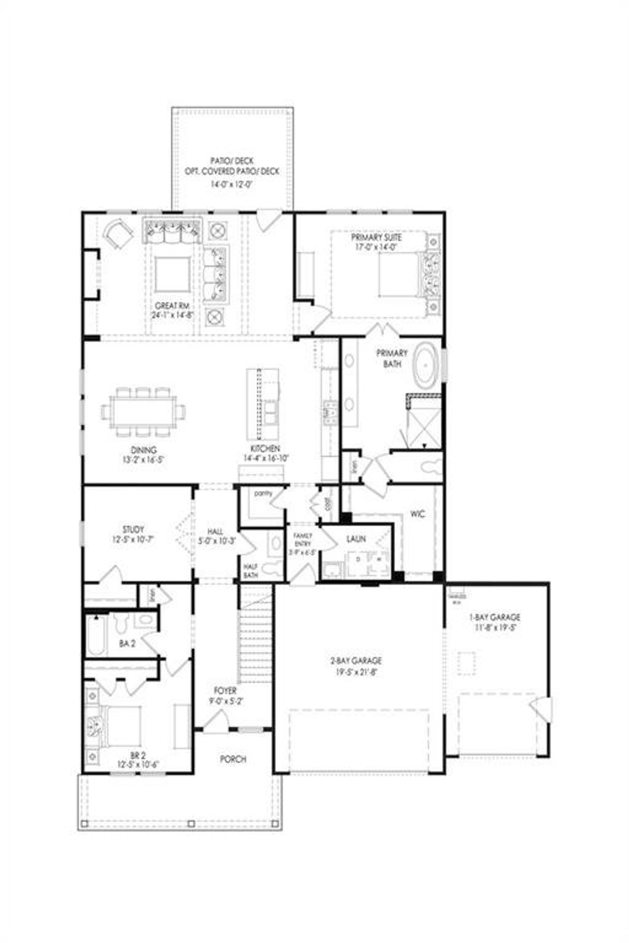 2D floor plan layout of this home in Ashbury Commons, Powder Springs, GA (Image 2).