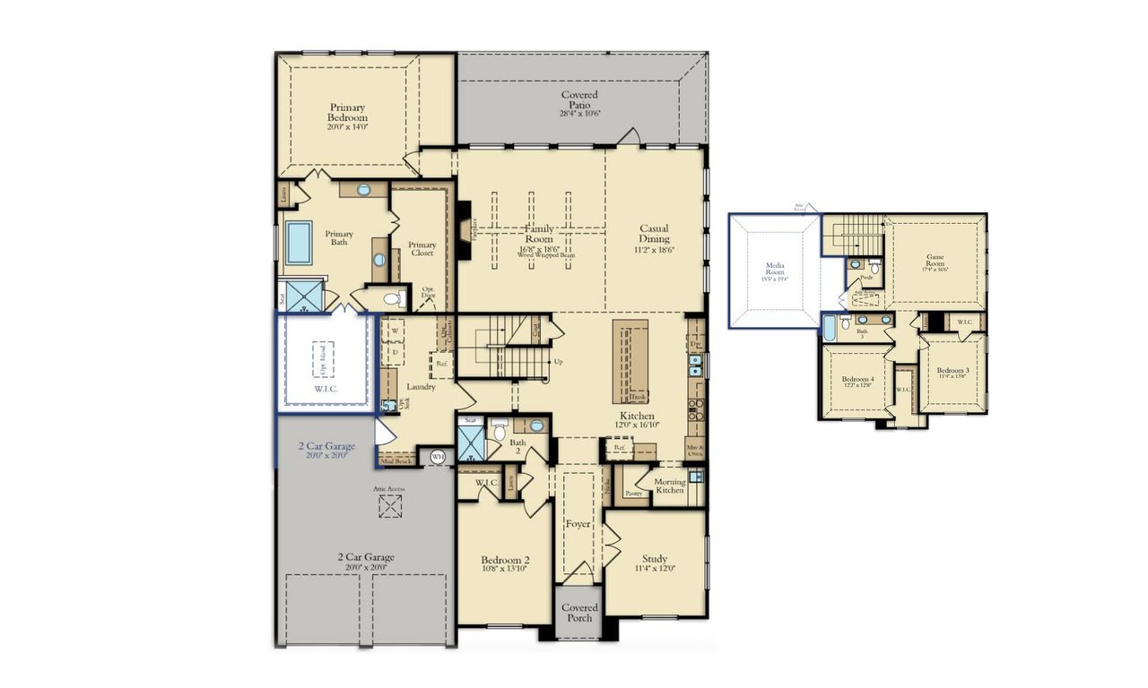 2D floor plan layout of this home in Mantua Point, Van Alstyne, TX (Image 2). 2D floor plan layout of this home in Mantua Point, Van Alstyne, TX (Image 2).