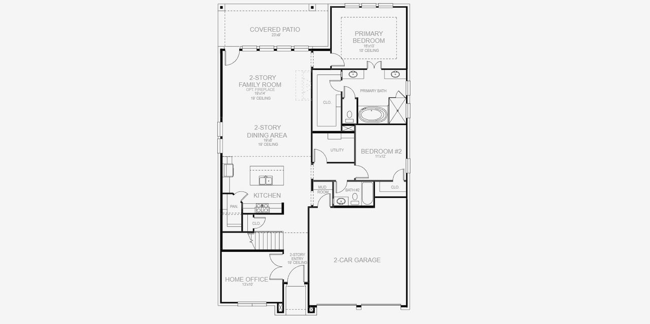 2D floor plan layout of this home in Lariat 50', Liberty Hill, TX (Image 2).