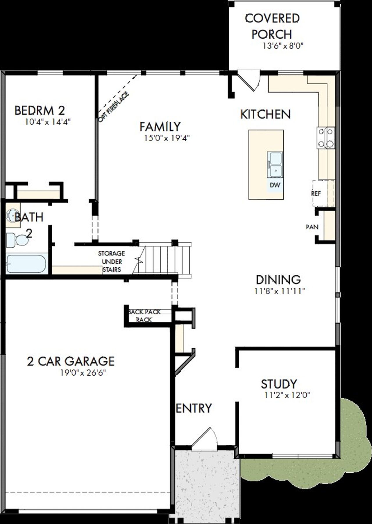 2D floor plan layout of this home in The Preserve at Five Oaks, Lebanon, TN (Image 2).