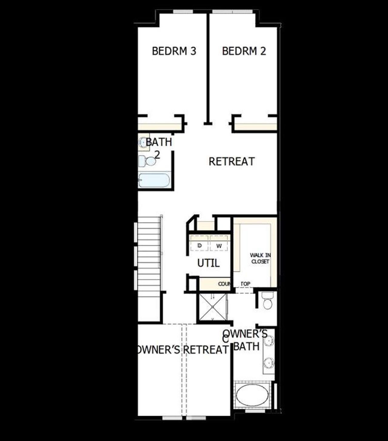 2D floor plan layout of this home in Hillside at Las Colinas, Irving, TX (Image 2).