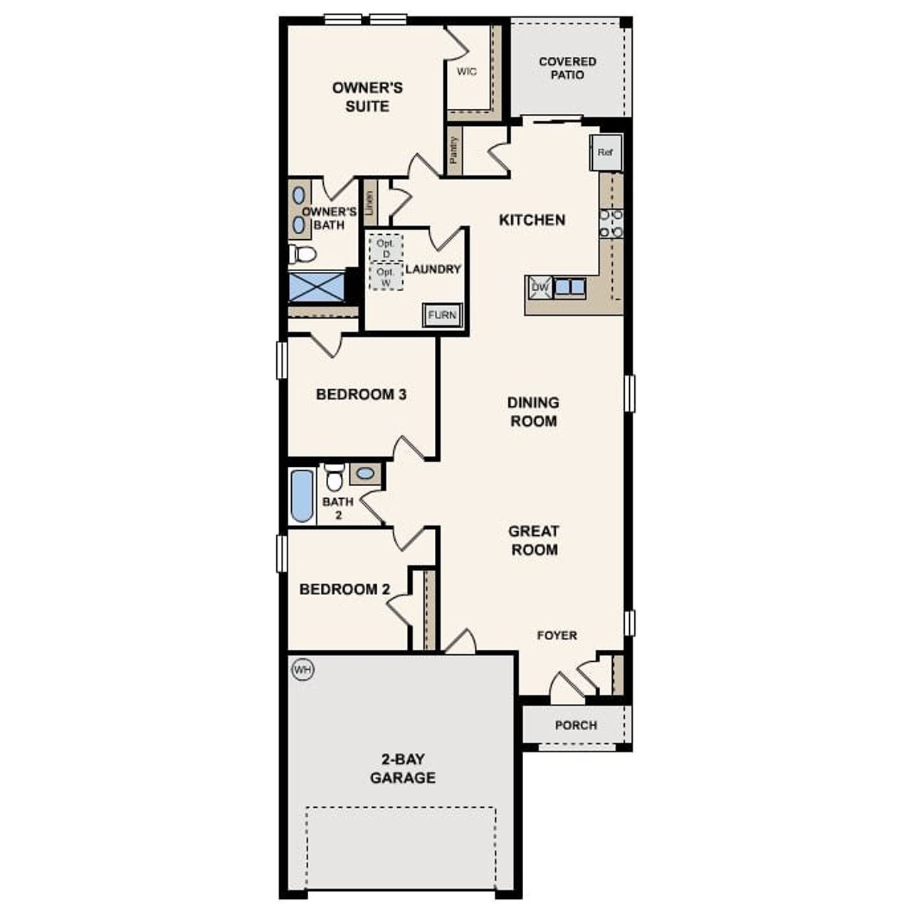 2D floor plan layout of this home in Bradbury Creek, Haines City, FL (Image 2).