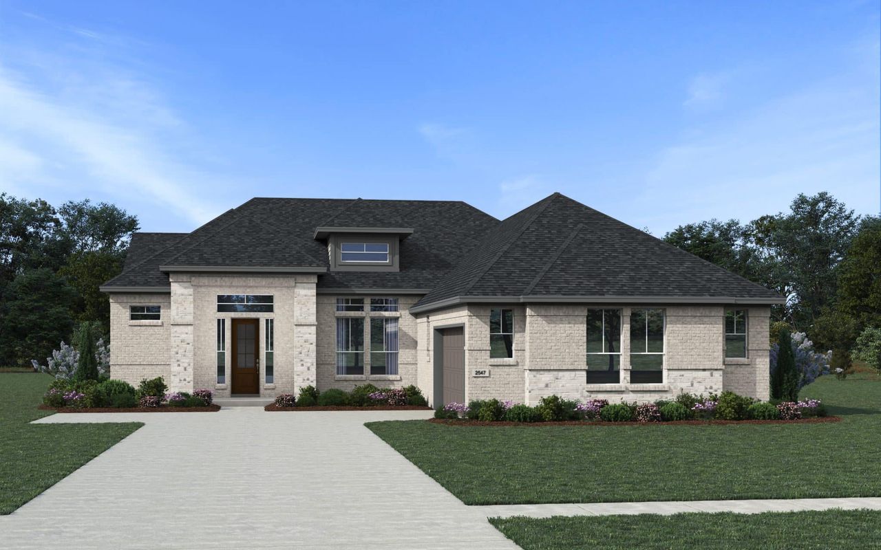 Representative exterior photo of a completed home built from the Estonia by Chesmar Homes in Mesa Western, Cibolo, TX (Image 2).