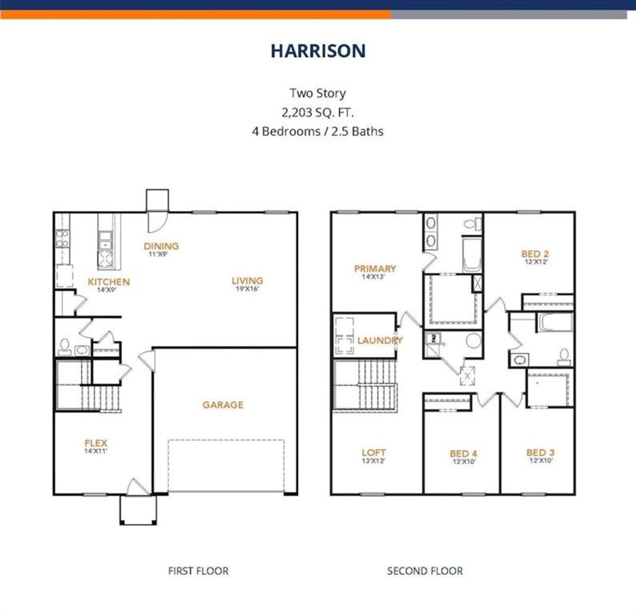2D floor plan layout of this home in Whispering Winds, Alvord, TX (Image 2).