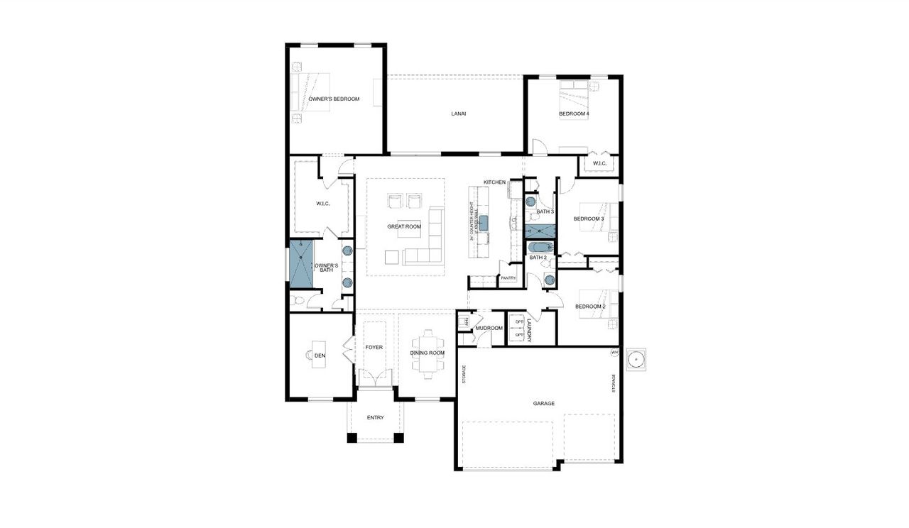 2D floor plan layout for the Belize by Medallion Home in River Preserve Estates, Parrish, FL (Image 2).