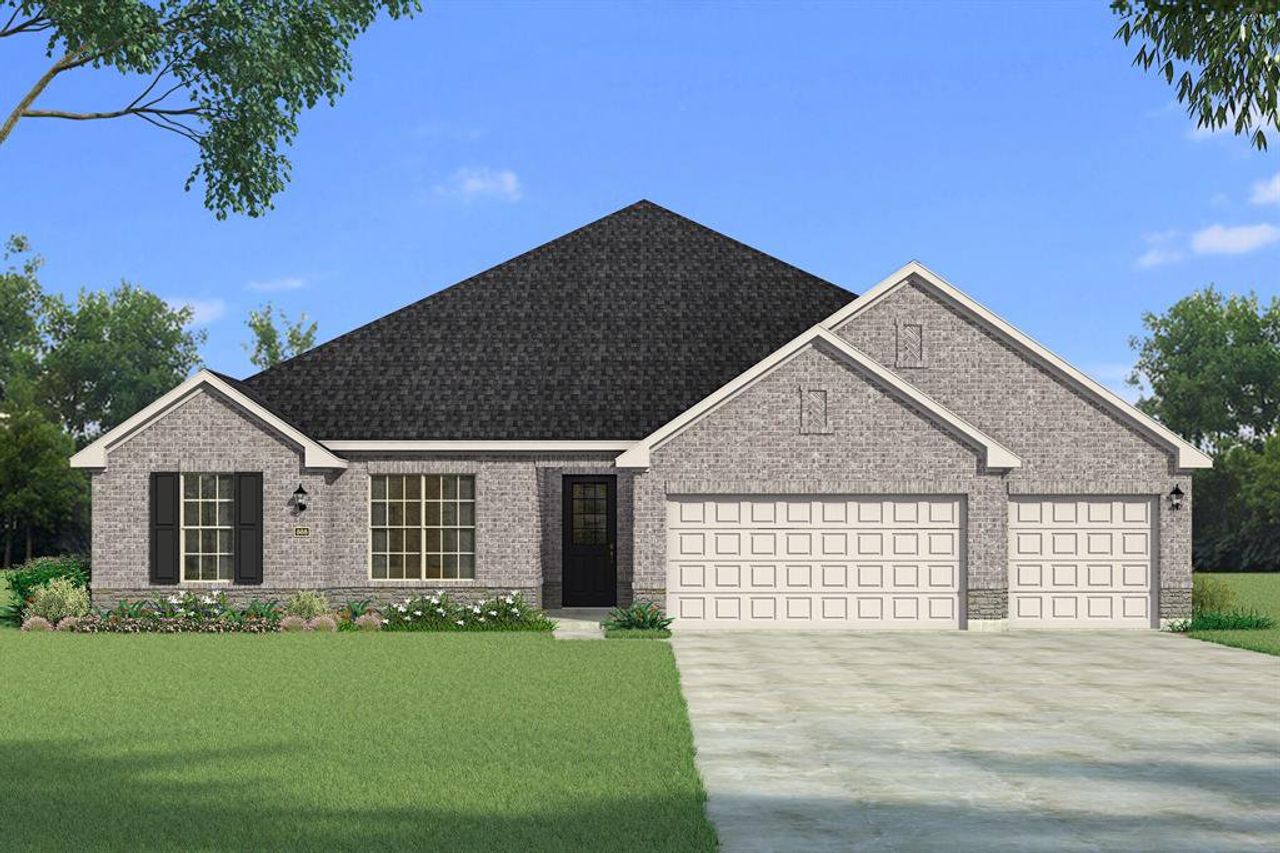 Front exterior of a new home in Sutton Fields, Celina, TX, highlighting curb appeal (Image 2).