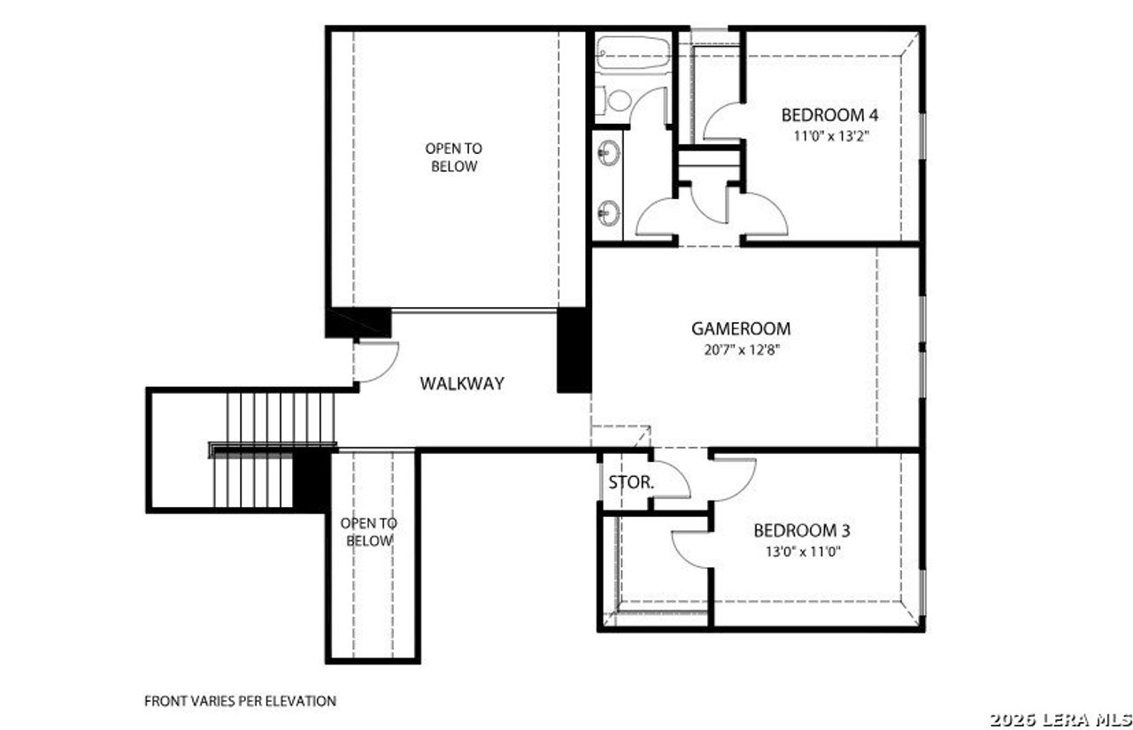 2D floor plan layout of this home in Ventana - 60', Bulverde, TX (Image 2).
