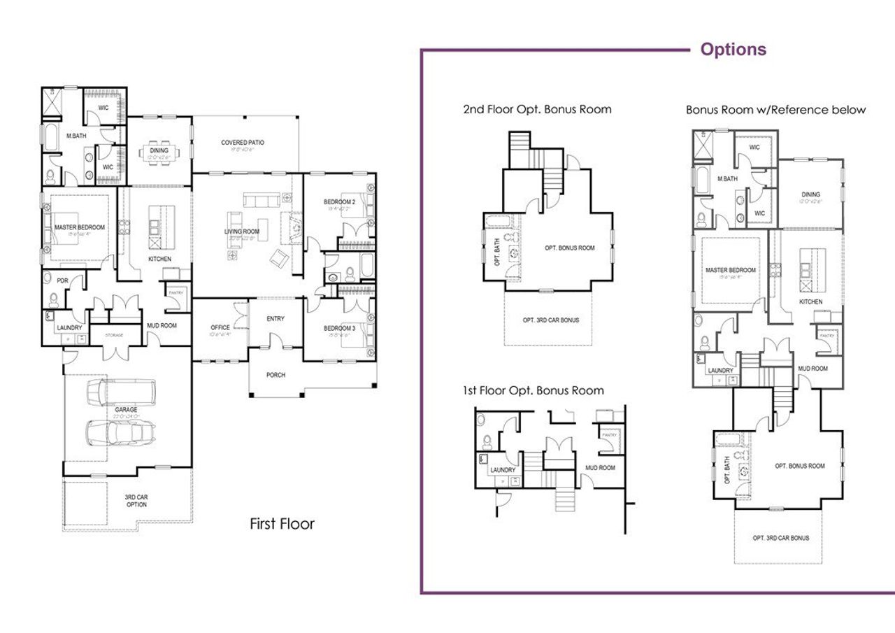 2D floor plan layout of this home in Walker's Pointe, Anderson, SC (Image 2).