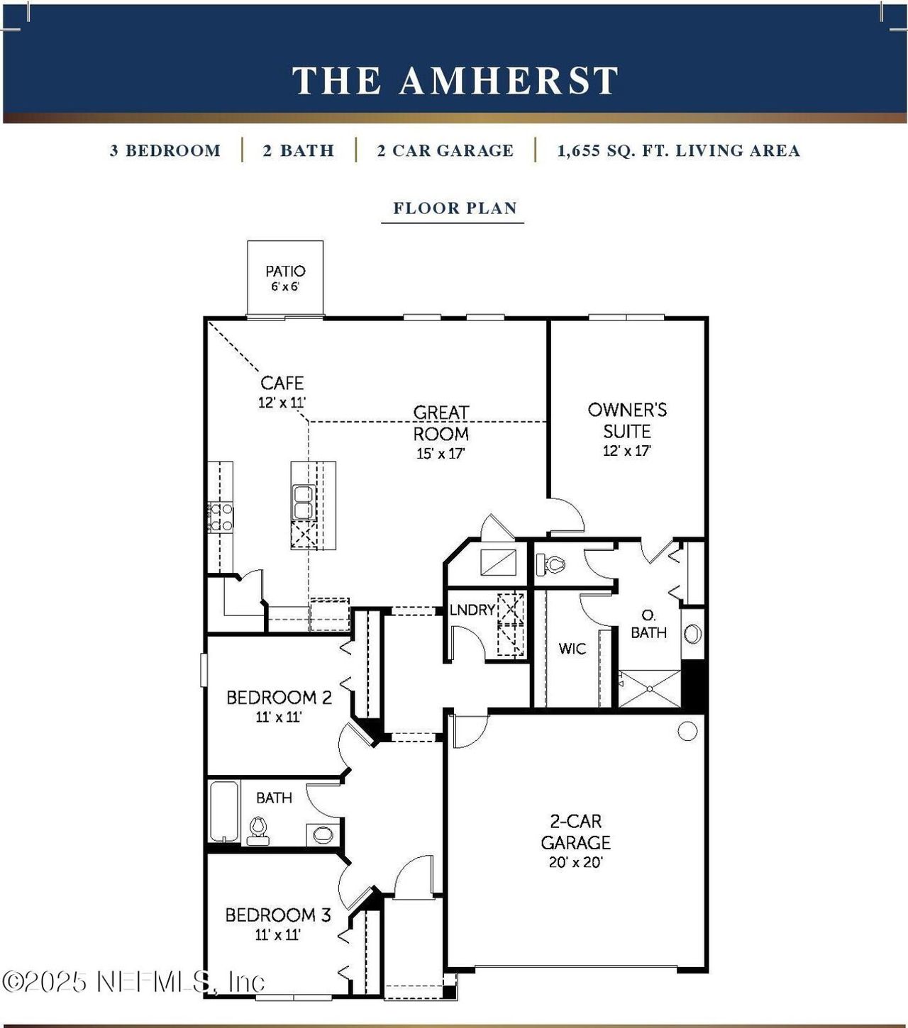 2D floor plan layout of this home in Diamond Springs, Jacksonville, FL (Image 2).