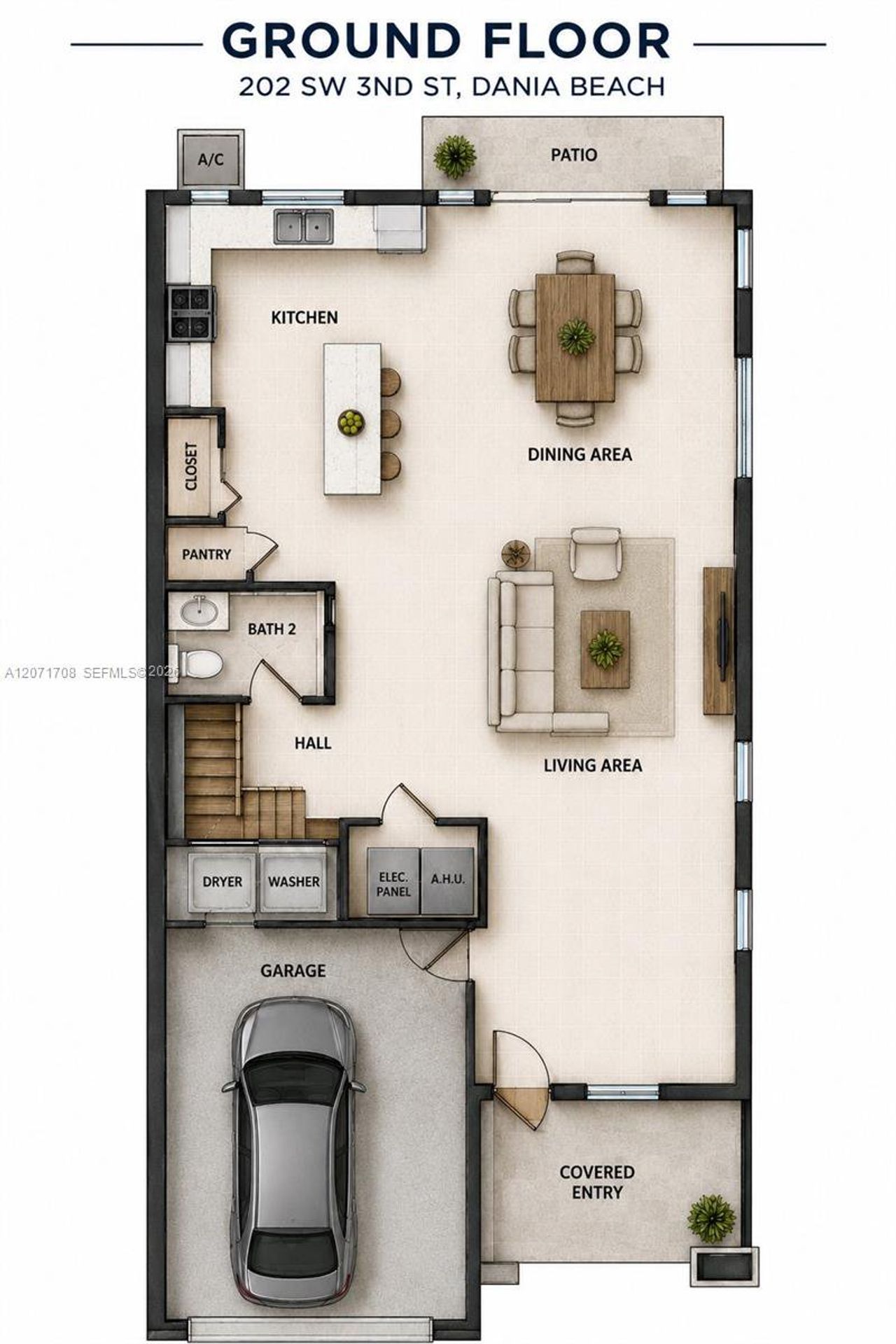 2D floor plan layout of this home in , Dania Beach, FL (Image 2).