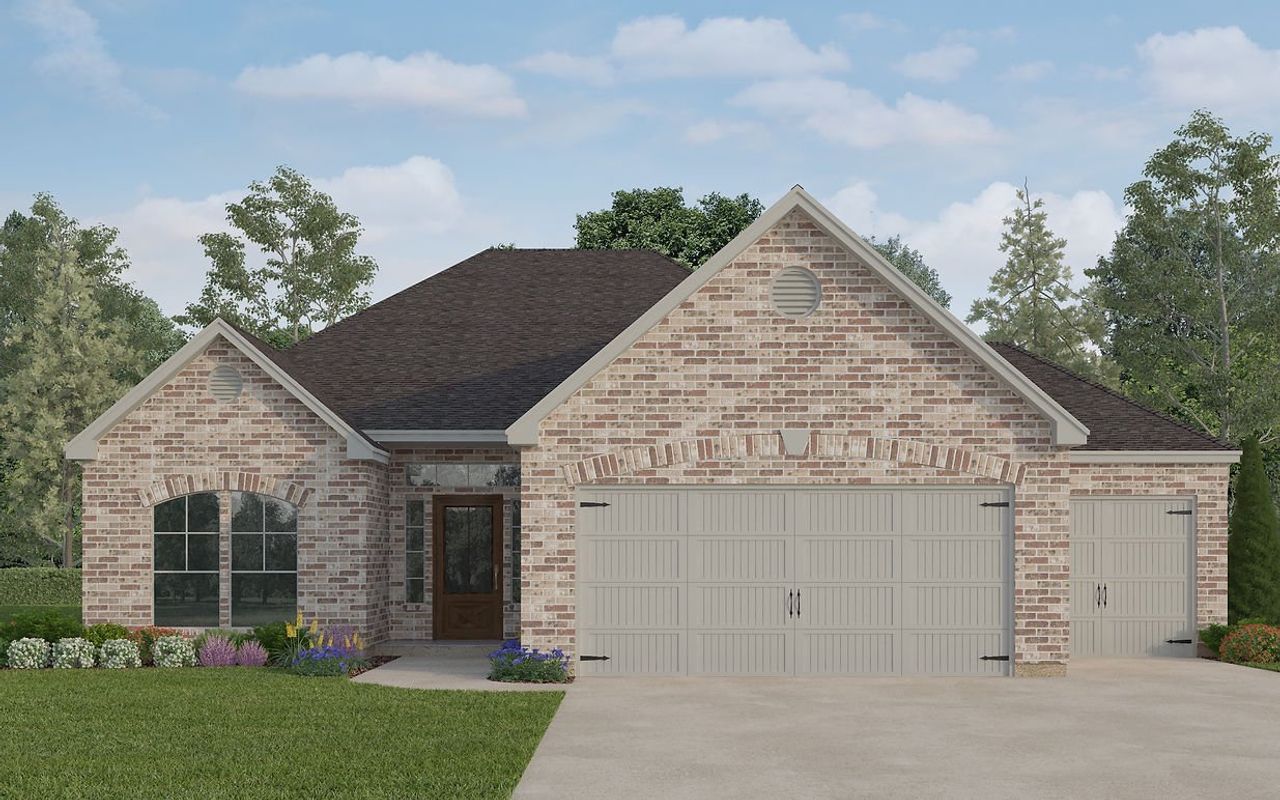 Representative exterior photo of a completed home built from the Smith by Kendall Homes in River Ranch, Dayton, TX (Image 2).