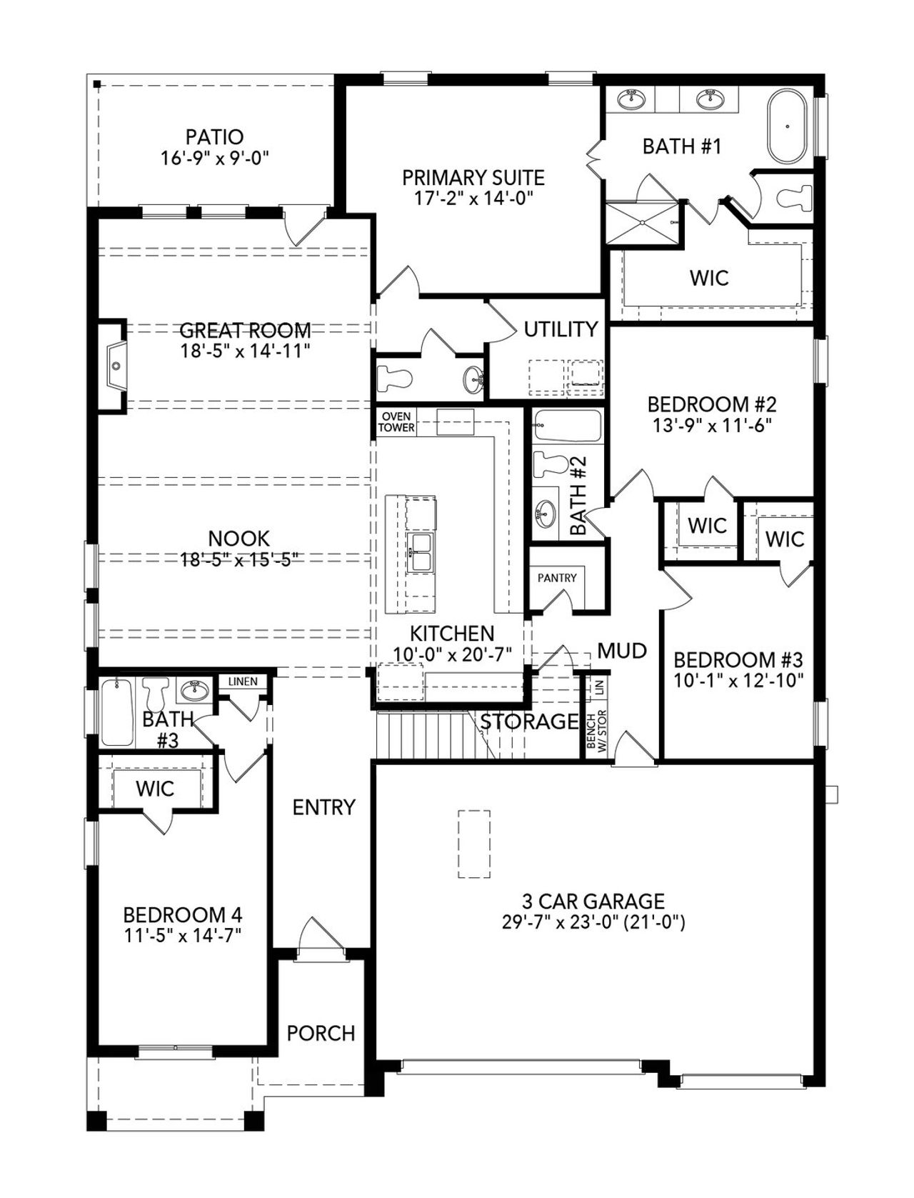 2D floor plan layout of this home in Timberbrook, Justin, TX (Image 2).