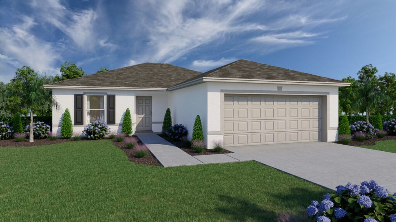 Representative exterior photo of a completed home built from the Pindo by Holiday Builders in Mallard Landing, Okeechobee, FL (Image 2).