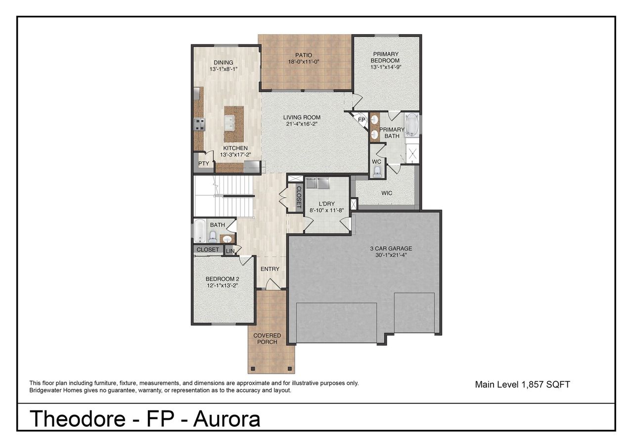 2D floor plan layout for the Theodore - FP by Bridgewater Homes in Aurora Highlands, Aurora, CO (Image 2).
