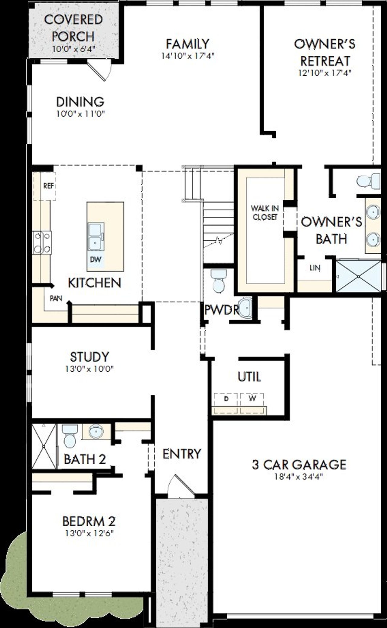 2D floor plan layout of this home in The Grand Prairie - Retreat Collection, Hockley, TX (Image 2).