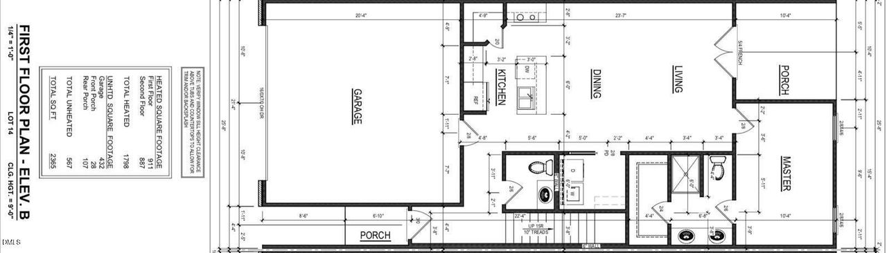 Lot 14 White Oak Townhome 1st floor plan