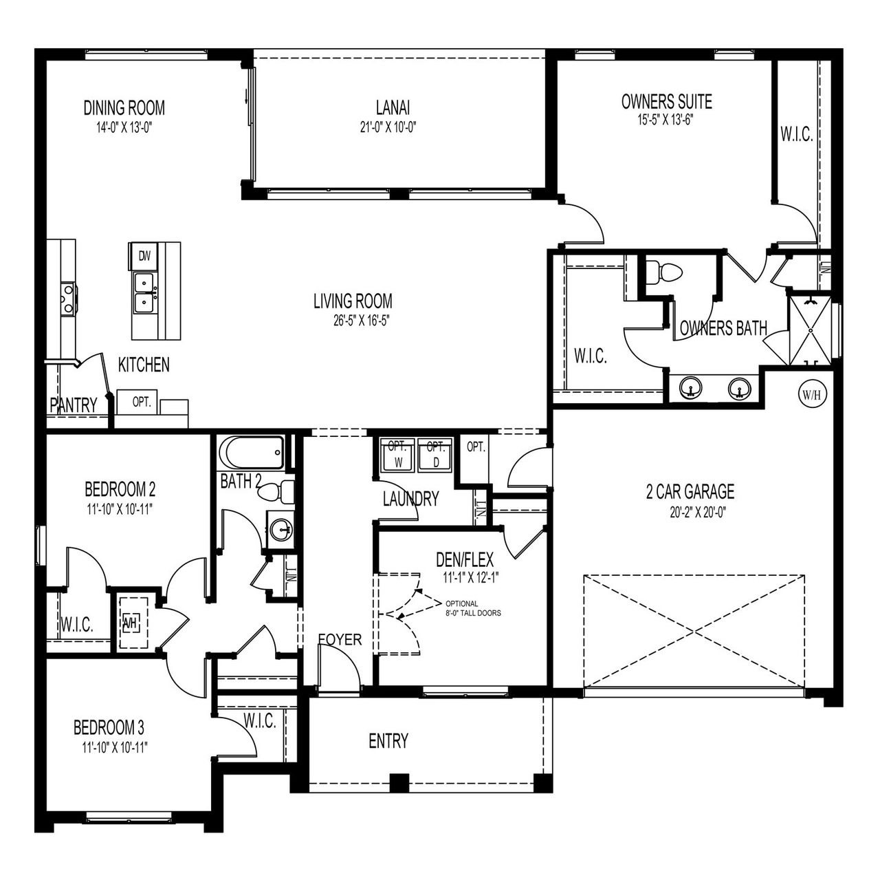 2D floor plan layout for the Kellen by D.R. Horton in South Gulf Cove, Port Charlotte, FL (Image 2).