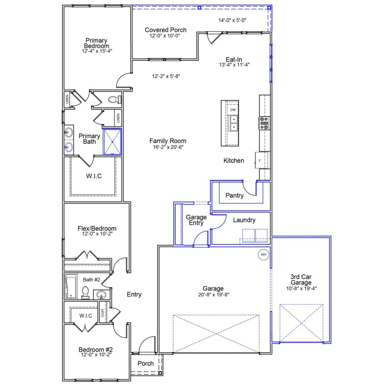 2D floor plan layout of this home in Burke Estates, Chesnee, SC (Image 2).