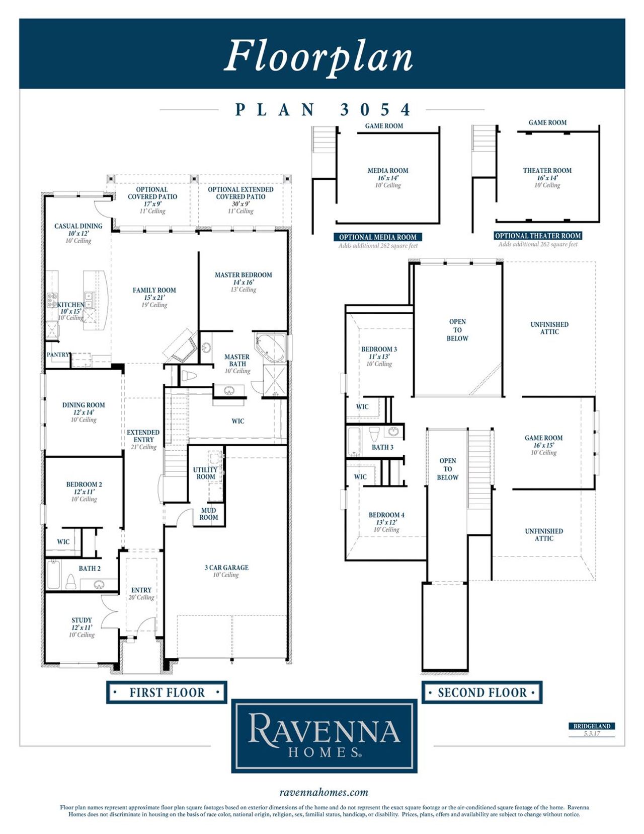 2D floor plan layout for the Plan 3054 by Ravenna Homes in Bridgeland 50', Cypress, TX (Image 2). 2D floor plan layout for the Plan 3054 by Ravenna Homes in Bridgeland 50', Cypress, TX (Image 2).