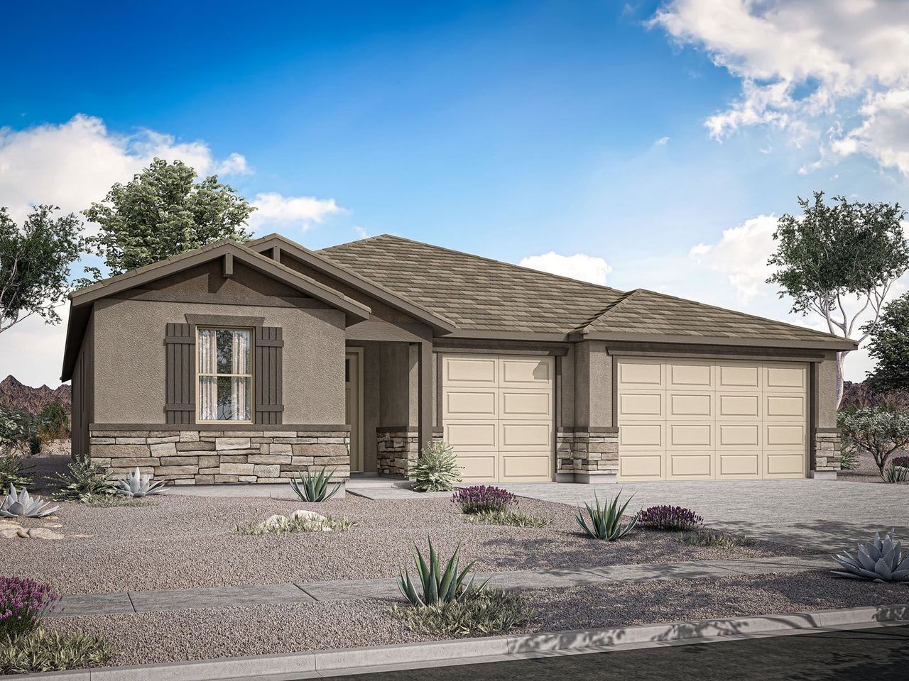 Representative exterior photo of a completed home built from the Auburn by Mattamy Homes in Rosewood Heights, San Tan Valley, AZ (Image 2).