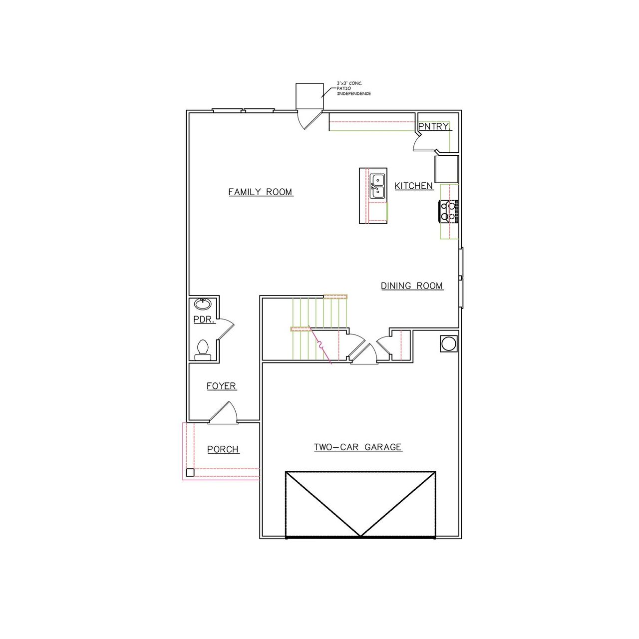 2D floor plan layout for the Winston - Single Family Homes by Dream Finders Homes in Reedy Creek Estates, Fountain Inn, SC (Image 2).