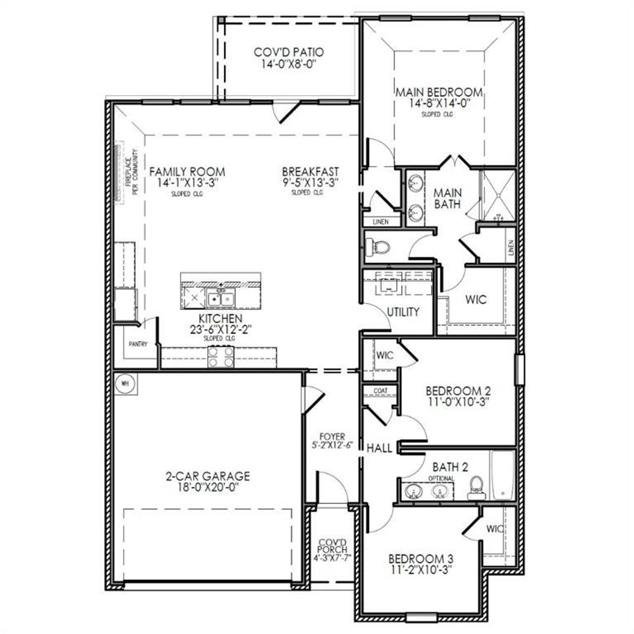 2D floor plan layout of this home in The Preserve, Sherman, TX (Image 2).