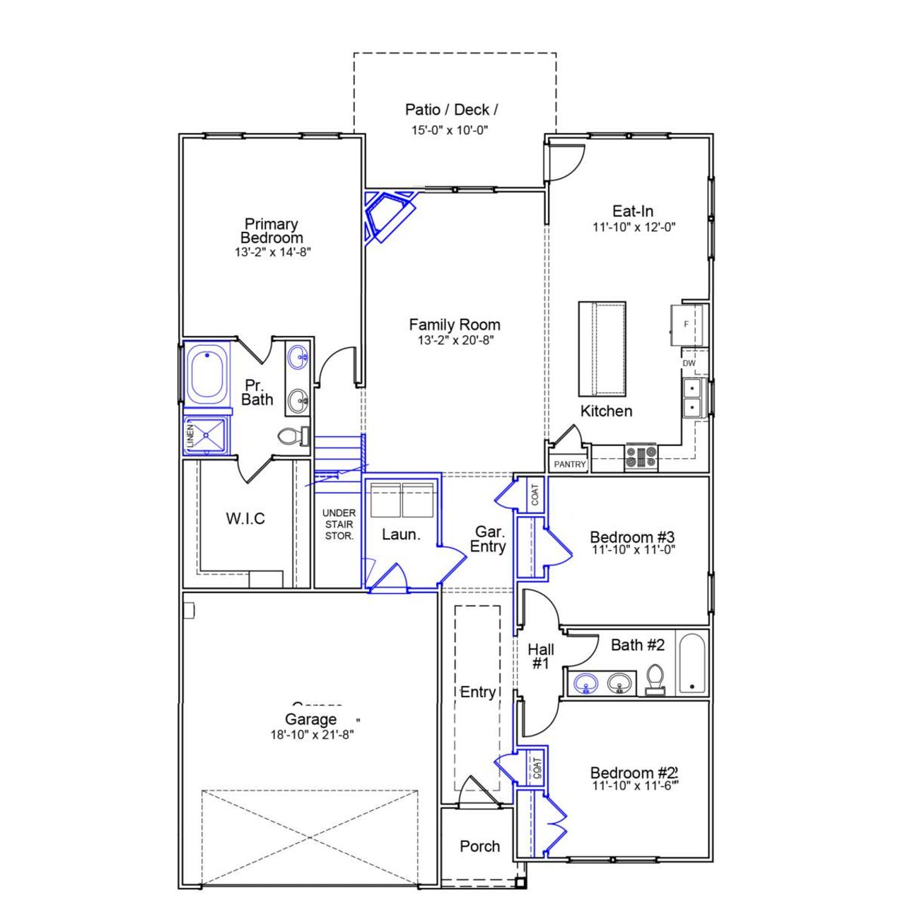 2D floor plan layout of this home in Gates at Windermere, Blythewood, SC (Image 2).