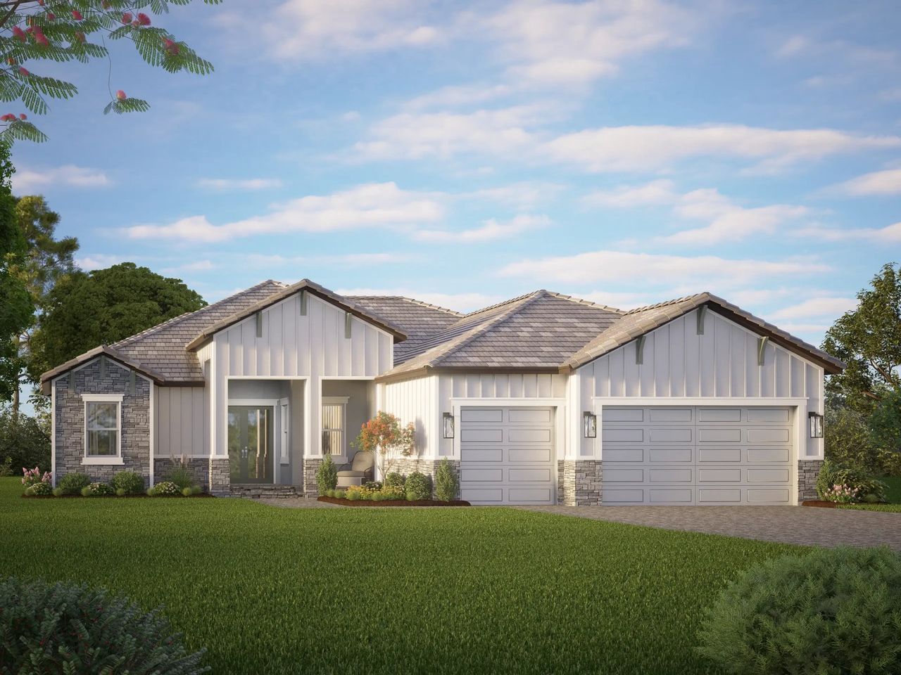 Representative exterior photo of a completed home built from the Osprey by Sam Rodgers Homes in Arbour Lake Preserve, Sarasota, FL (Image 2).