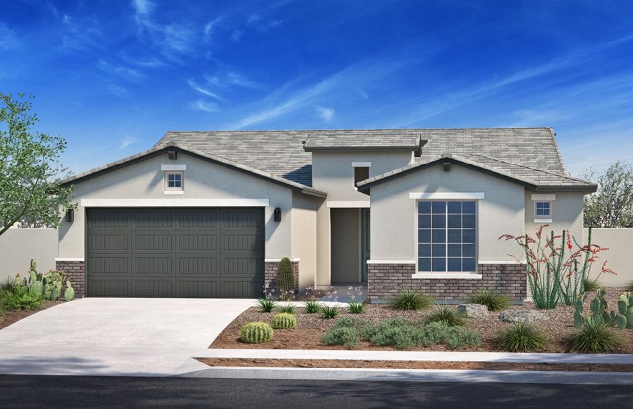 Representative exterior photo of a completed home built from the Plan 2305 by Homes by Towne in Stonefield, Surprise, AZ (Image 2). Representative exterior photo of a completed home built from the Plan 2305 by Homes by Towne in Stonefield, Surprise, AZ (Image 2).