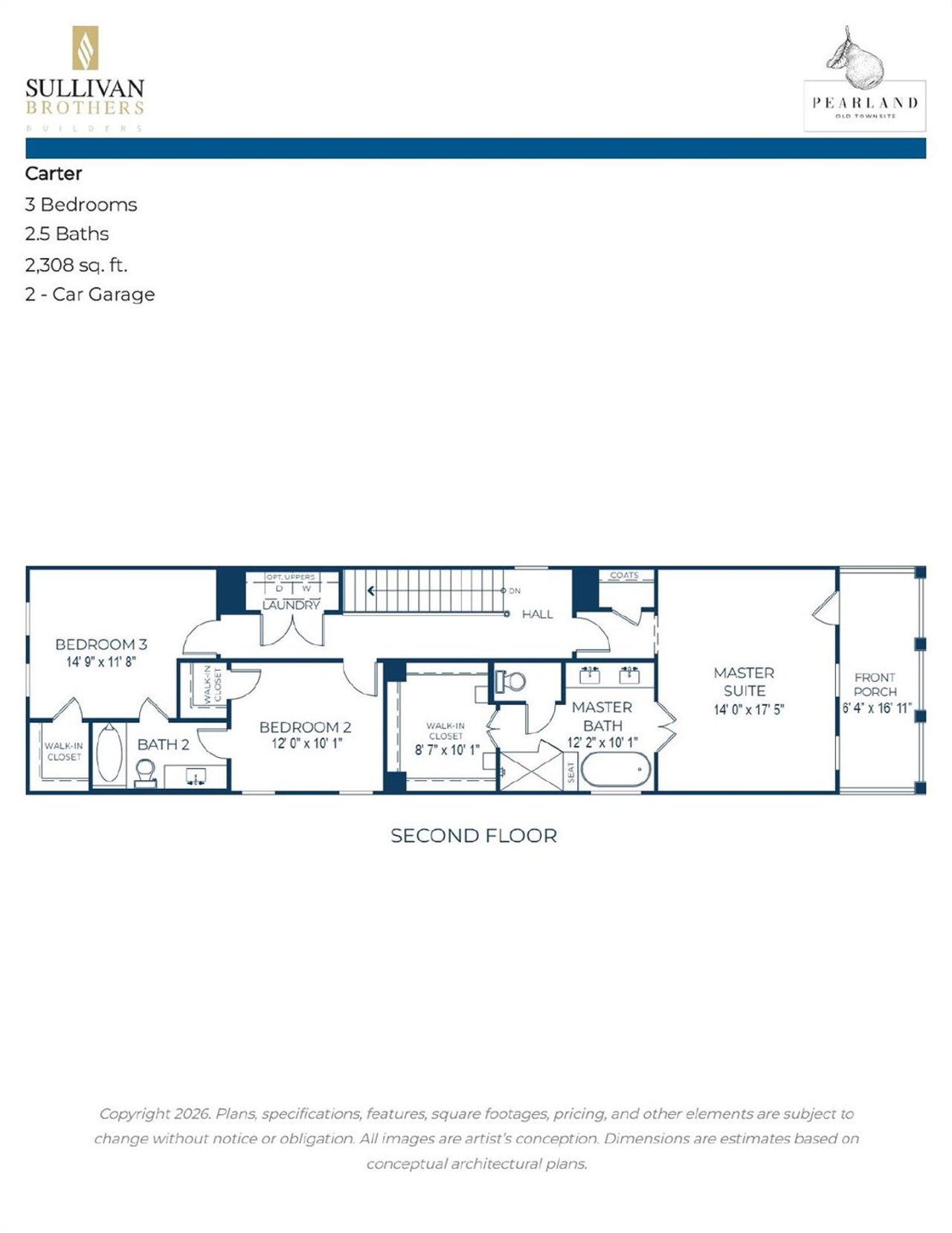 2D floor plan layout of this home in Pearland Old Townsite, Pearland, TX (Image 2).