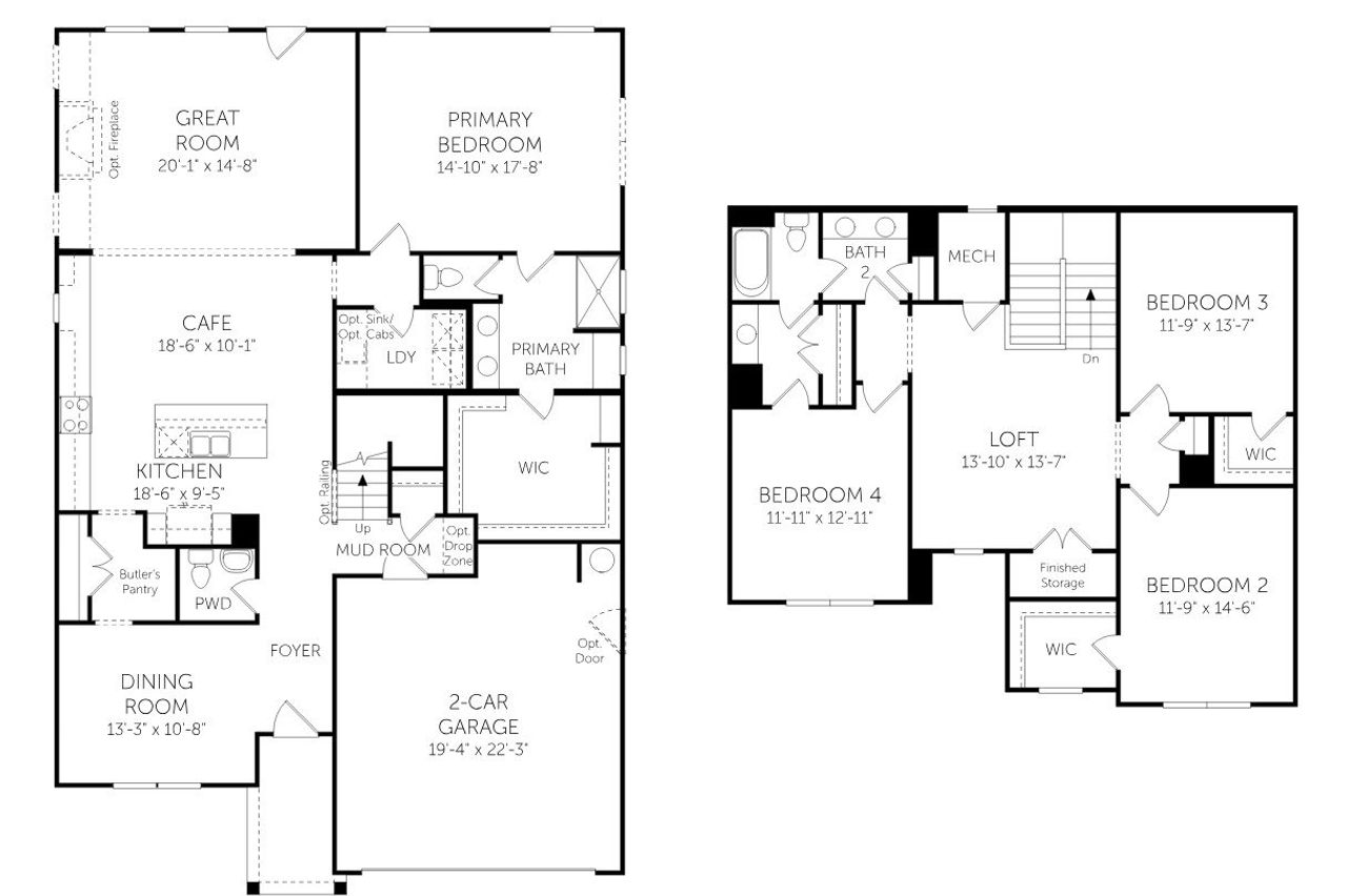 2D floor plan layout of this home in The Pier South, Seneca, SC (Image 2).