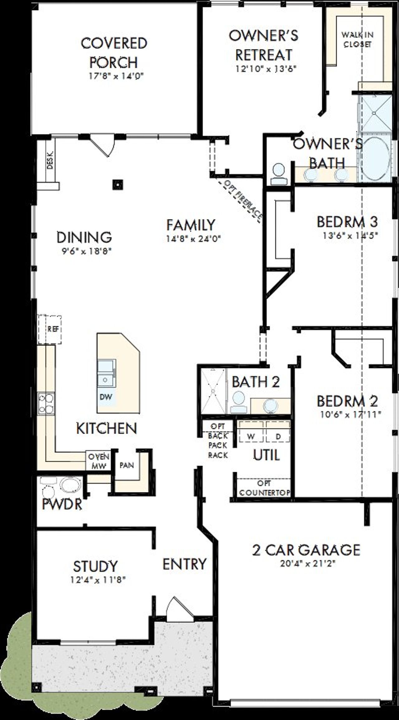2D floor plan layout of this home in Davis Ranch 50', San Antonio, TX (Image 2).