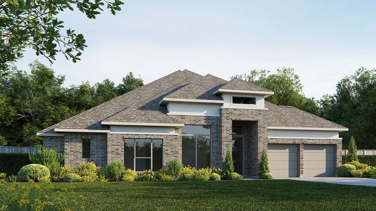 Representative exterior photo of a completed home built from the 3152W by Perry Homes in Parten 75'/85', Austin, TX (Image 2). Representative exterior photo of a completed home built from the 3152W by Perry Homes in Parten 75'/85', Austin, TX (Image 2).