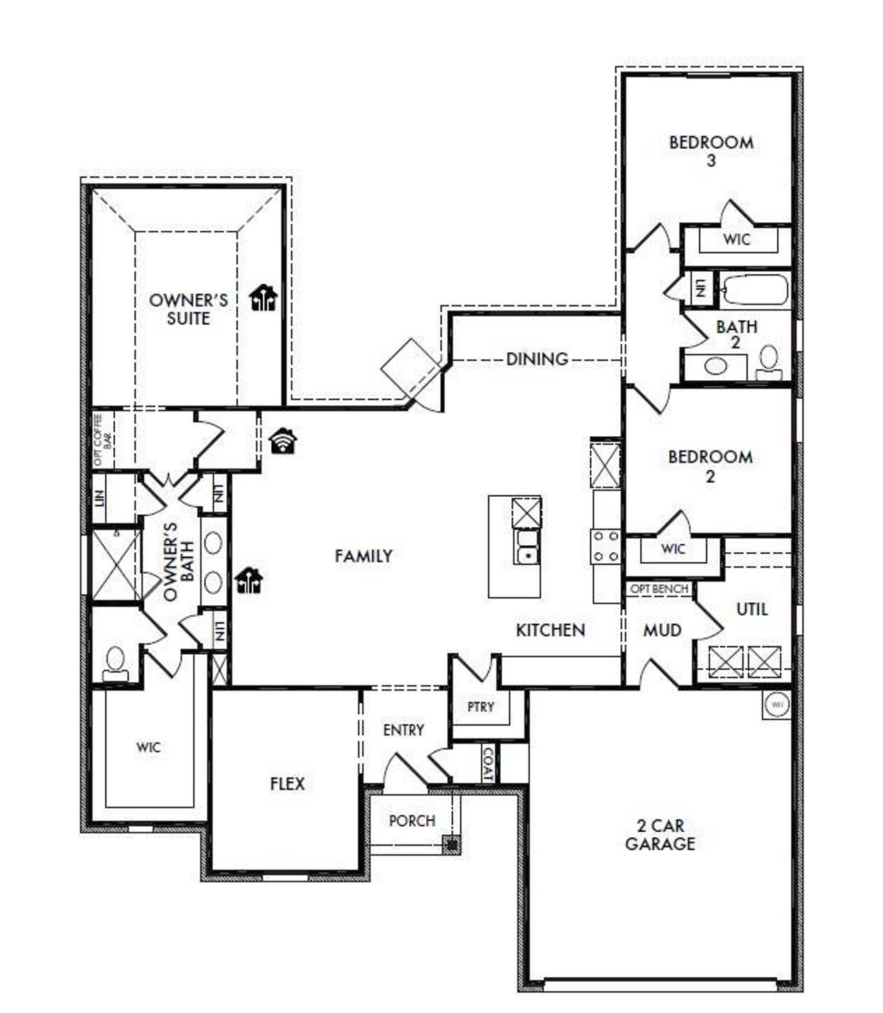 2D floor plan layout of this home in Stone Eagle, Azle, TX (Image 2). 2D floor plan layout of this home in Stone Eagle, Azle, TX (Image 2).