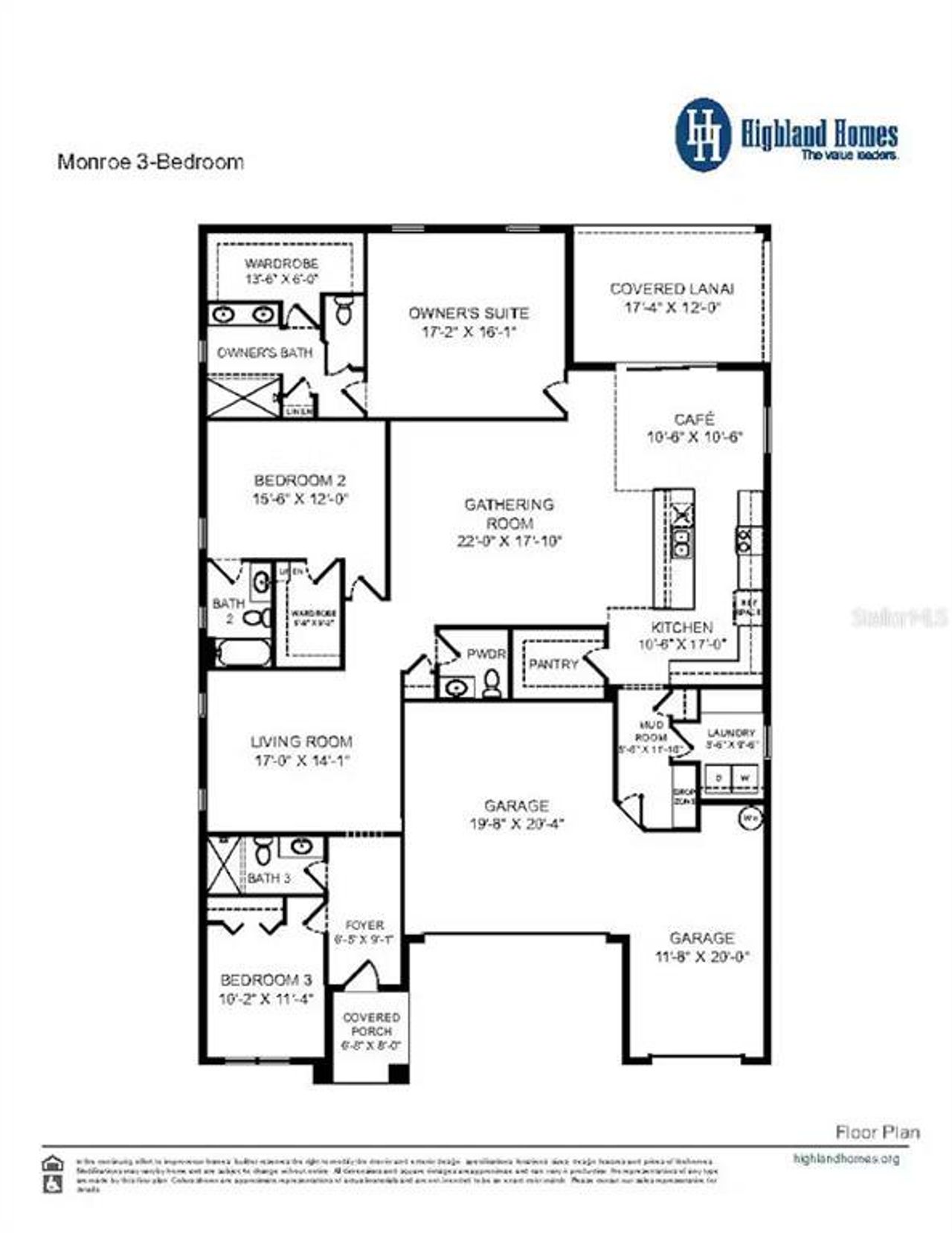 2D floor plan layout of this home in The Crossings - Single-Family Homes, St. Cloud, FL (Image 2).