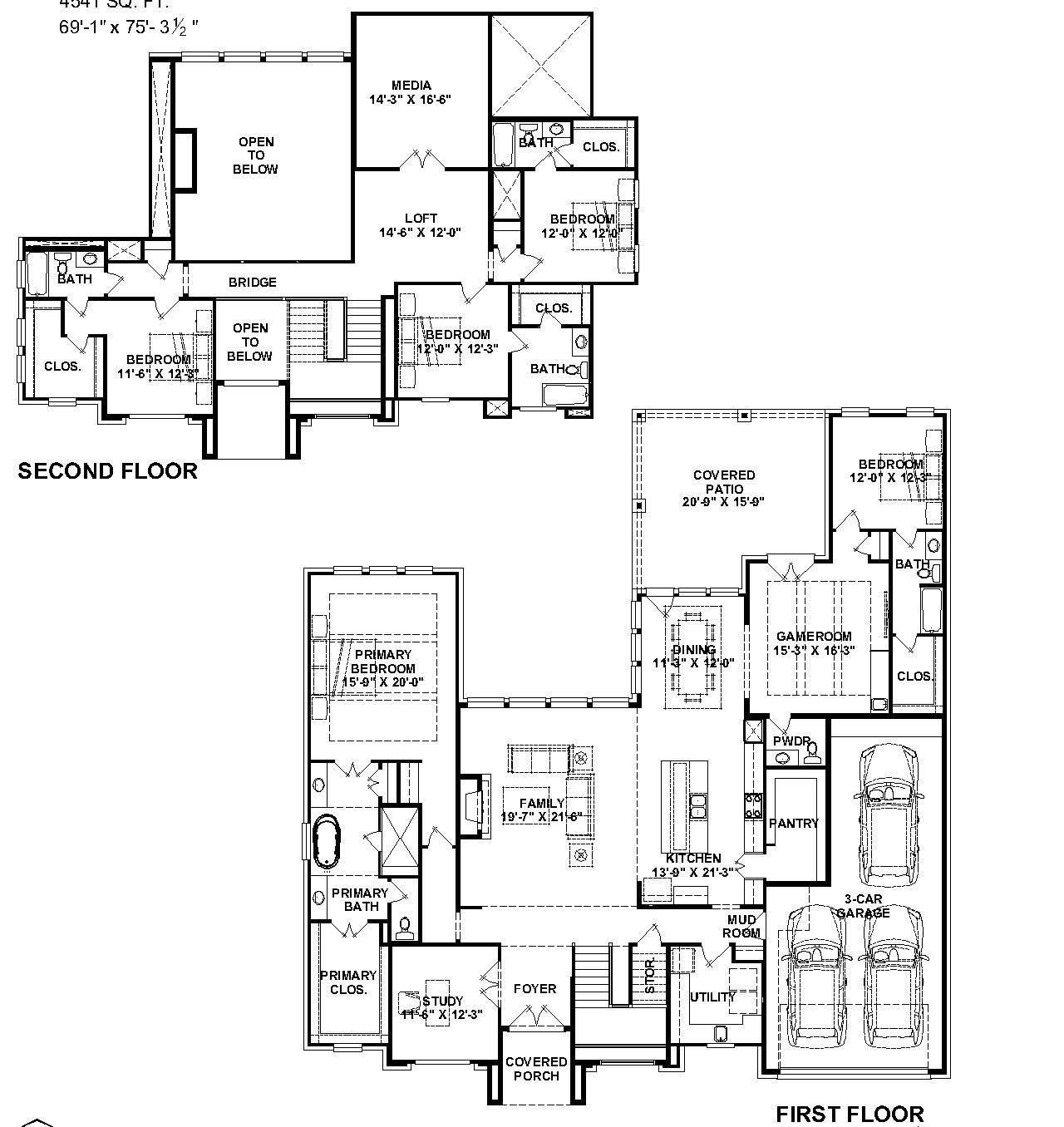 2D floor plan layout of this home in Legacy, League City, TX (Image 2).