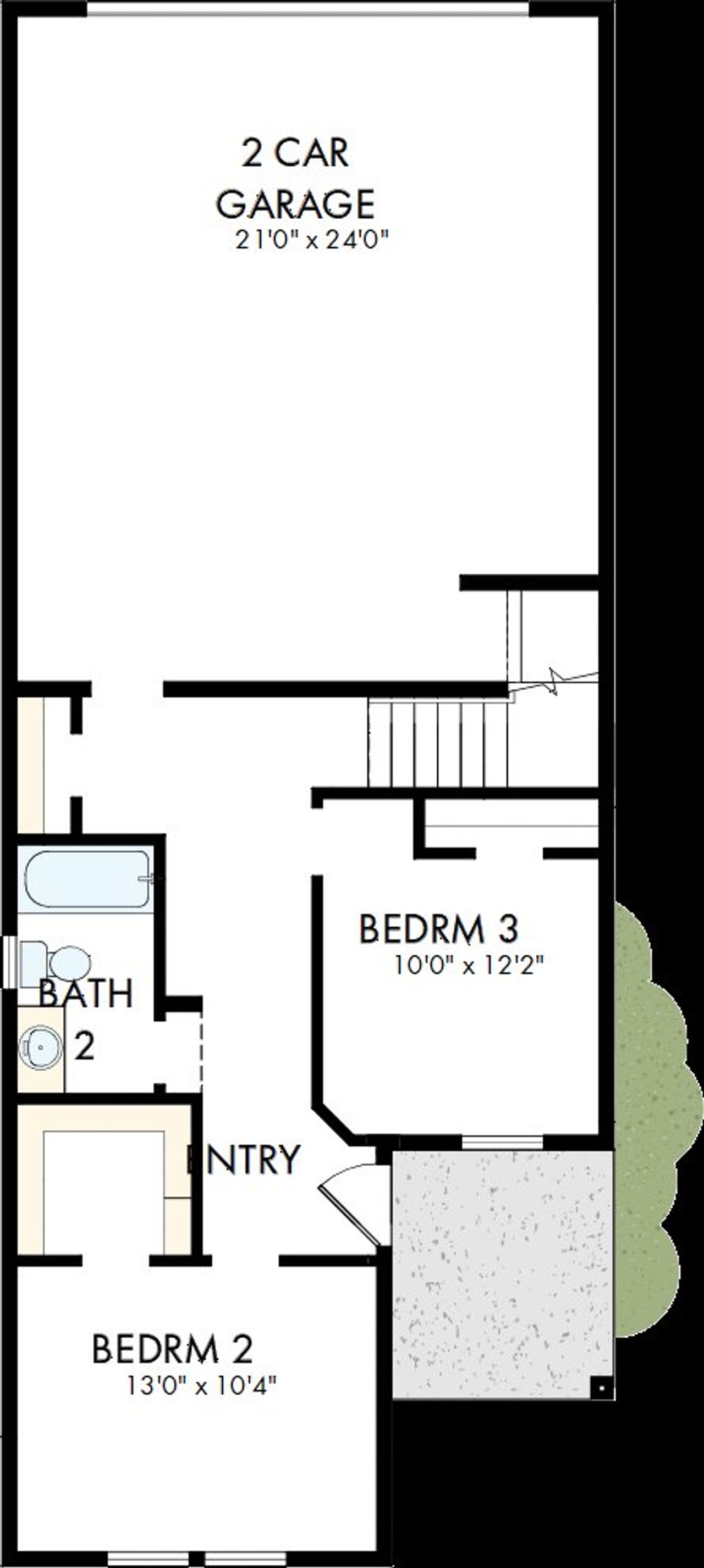 2D floor plan layout of this home in Heritage Green – The Cottage Collection, Columbia, TN (Image 2).