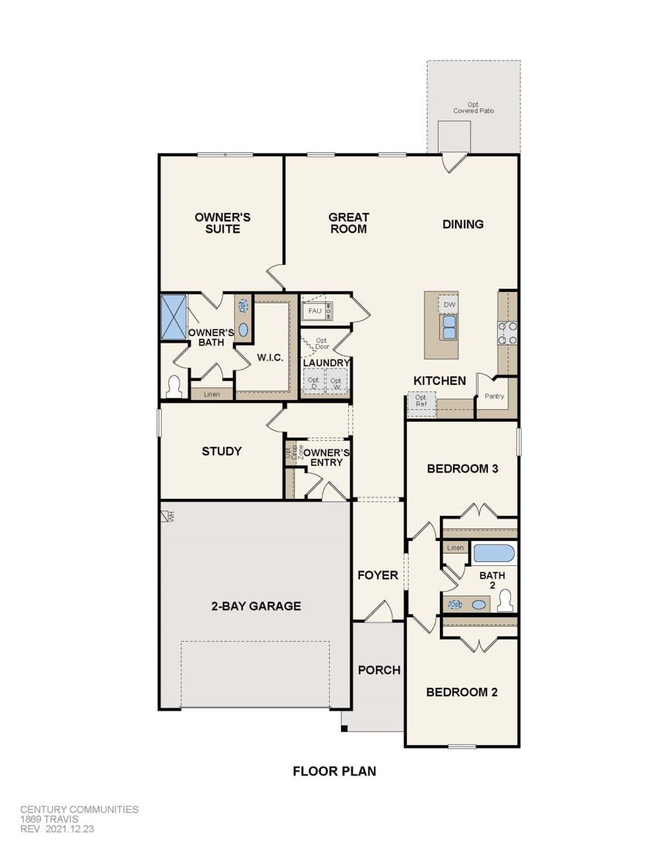 2D floor plan layout for the Travis by Century Communities in Mirabella, Brookshire, TX (Image 2). 2D floor plan layout for the Travis by Century Communities in Mirabella, Brookshire, TX (Image 2).