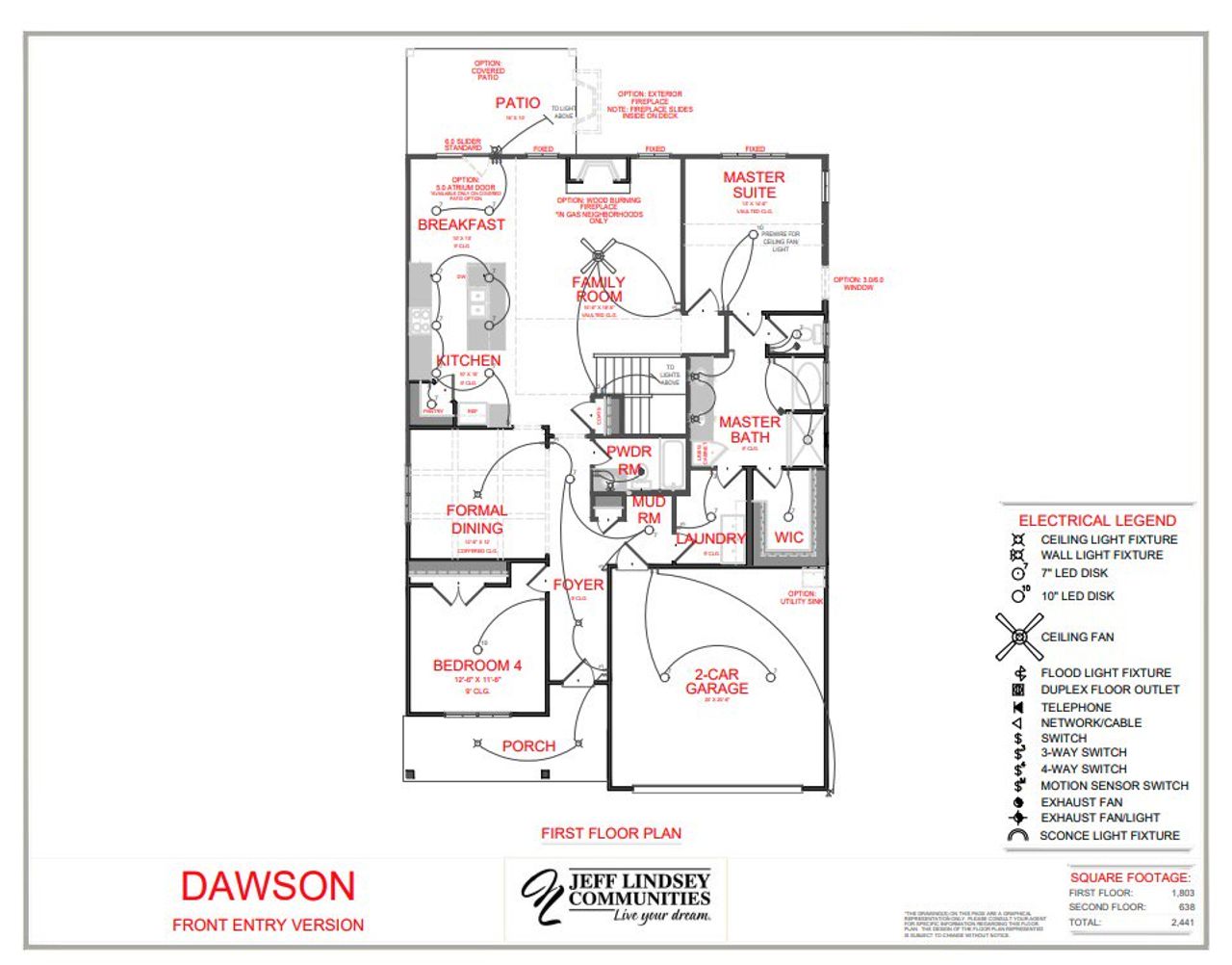 2D floor plan layout for the Dawson B by Jeff Lindsey Communities in Leverett Park, Newnan, GA (Image 2).