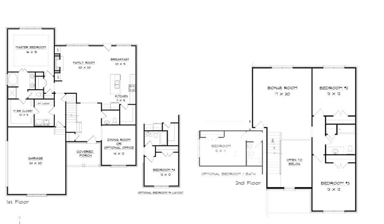 2D floor plan layout for the Henley by Southeastern Building Corporation in Westfield Manor Homes, Gallatin, TN (Image 2).