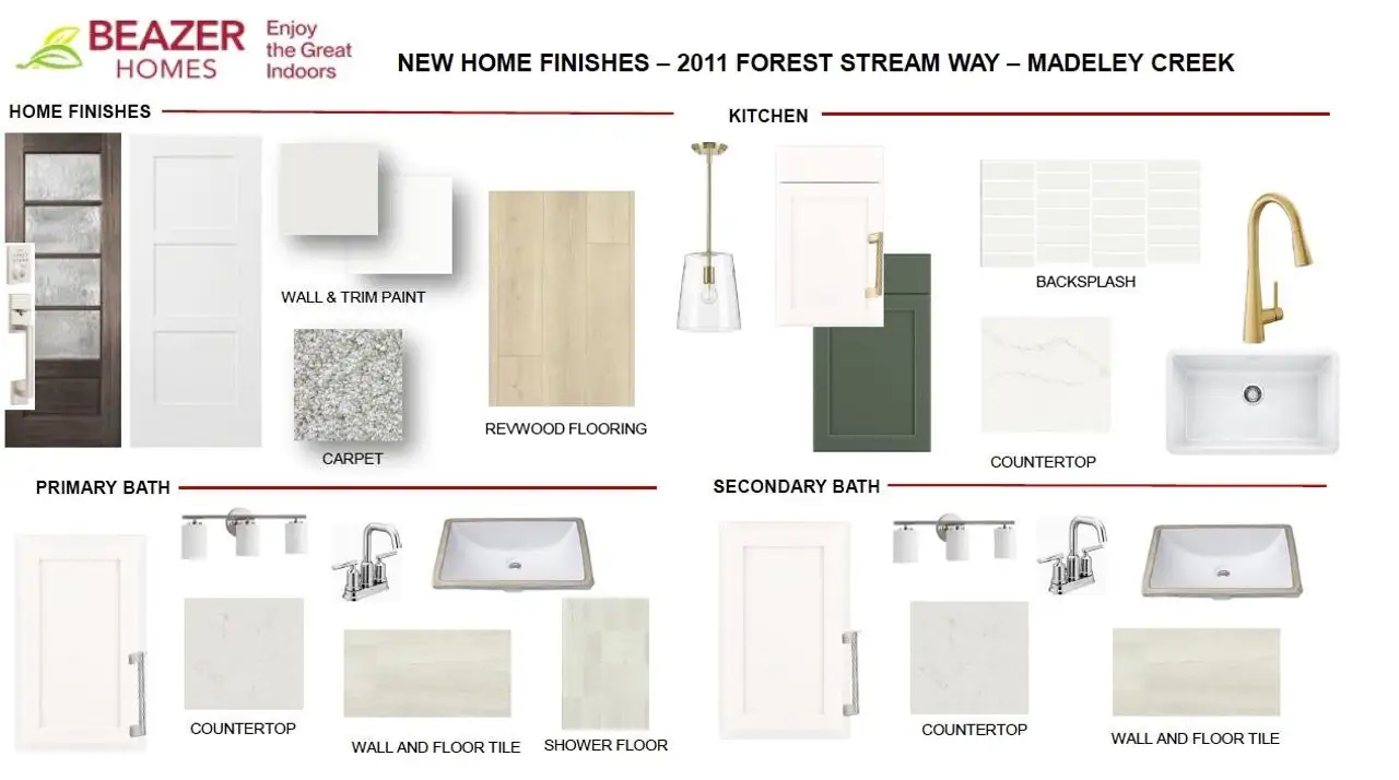 2011 Forest Stream Home finishes. Please see a New Homes Sales Counselor as these options are subject to change.