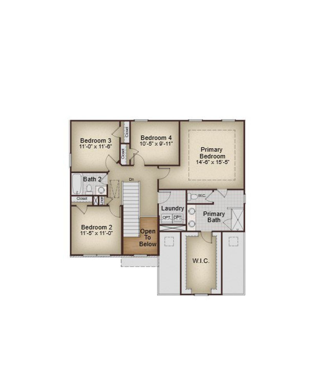 2D floor plan layout for the Colehill by McKinley Homes in The Brooke at Rivertown, Fairburn, GA (Image 2).