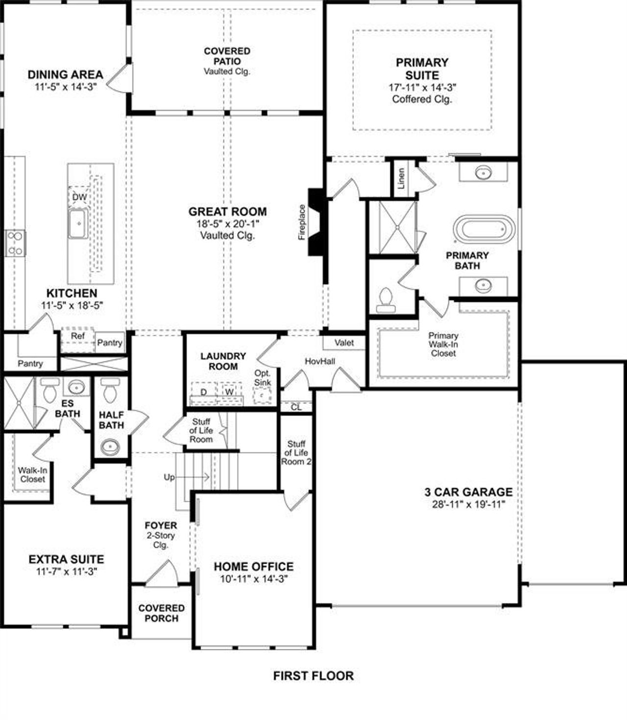 2D floor plan layout of this home in Kreymer at the Park, Wylie, TX (Image 2).