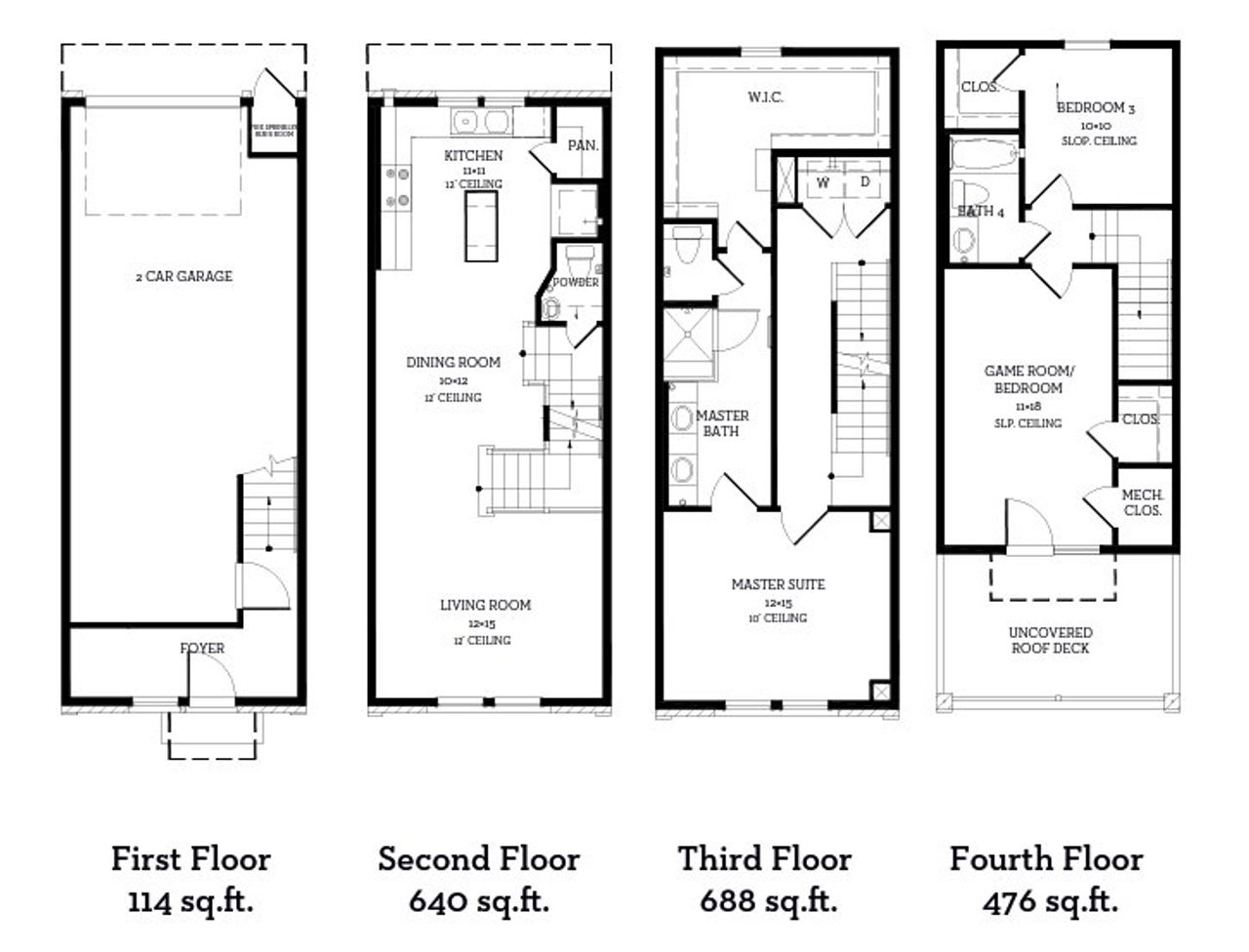 2D floor plan layout of this home in Downtown Round Rock – The Depot, Round Rock, TX (Image 2).