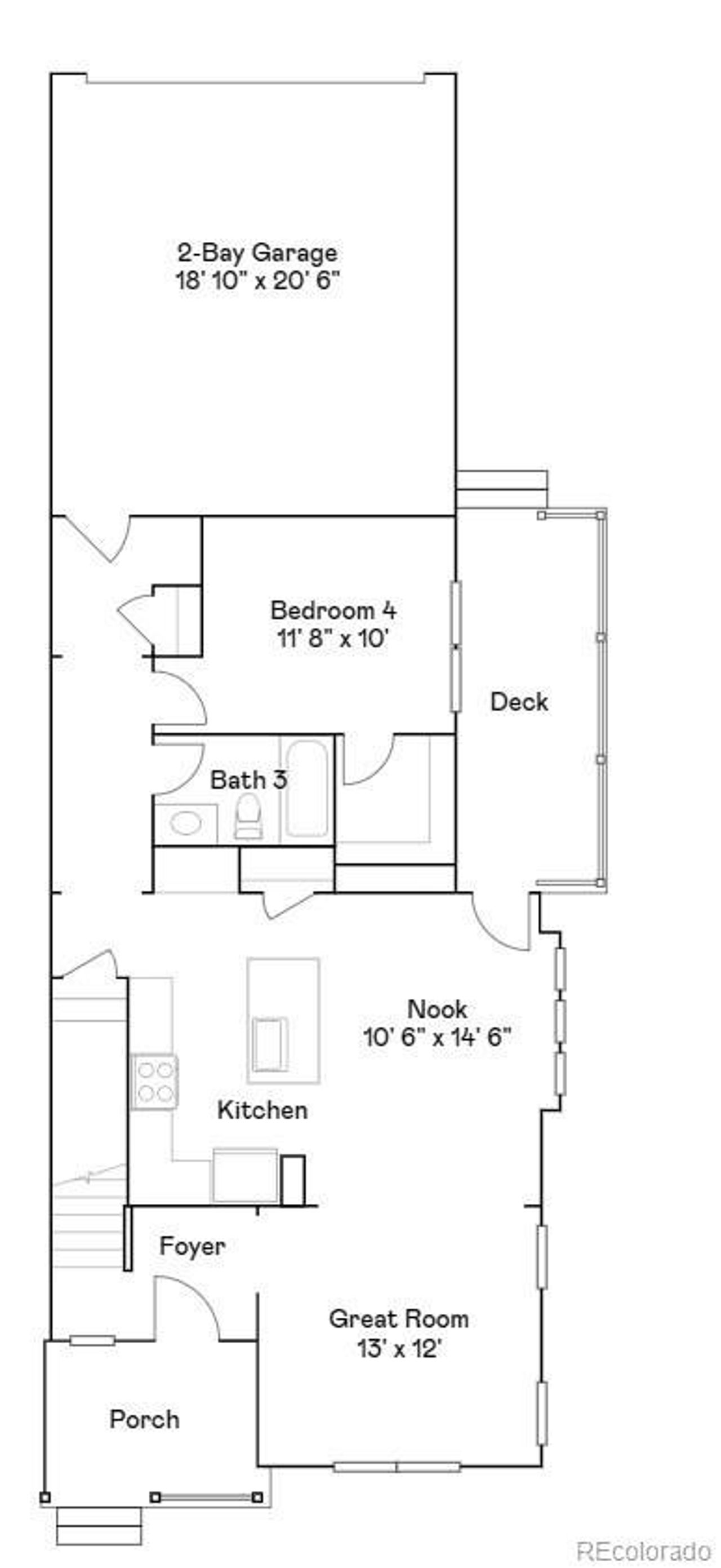 2D floor plan layout of this home in Eastcreek Farm, Thornton, CO (Image 2).